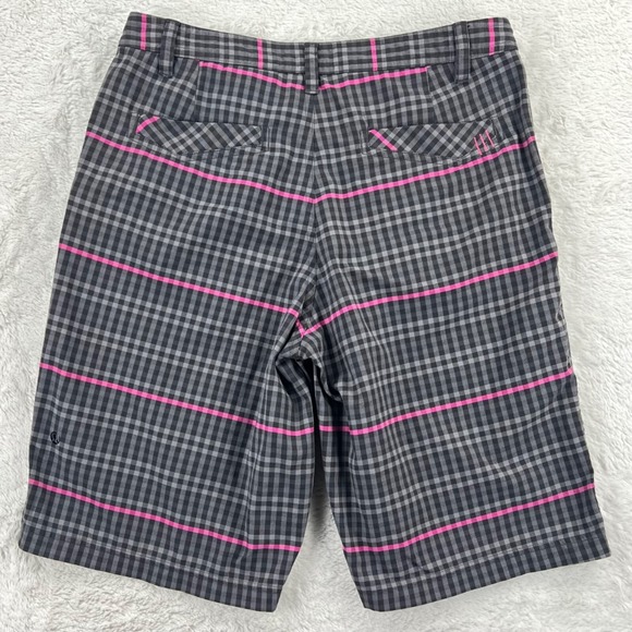 Lululemon Chino Bermuda Golf Shorts Men's 32 Gray Pink Plaid 10" Inseam - Picture 4 of 8